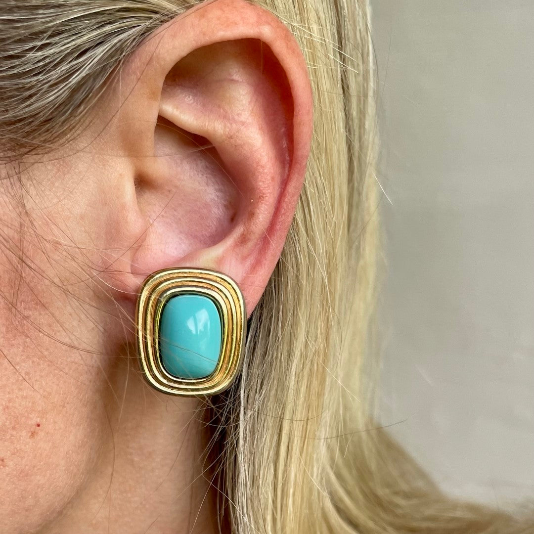 A pair of Vintage Christian Dior Turquoise Clip On Earrings