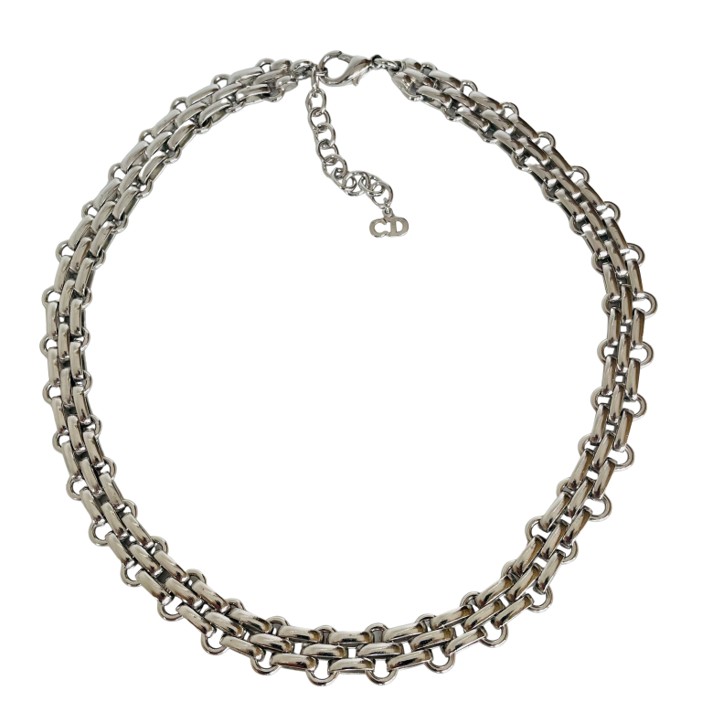Vintage Christian Dior Silver Tone Necklace, 1980s
