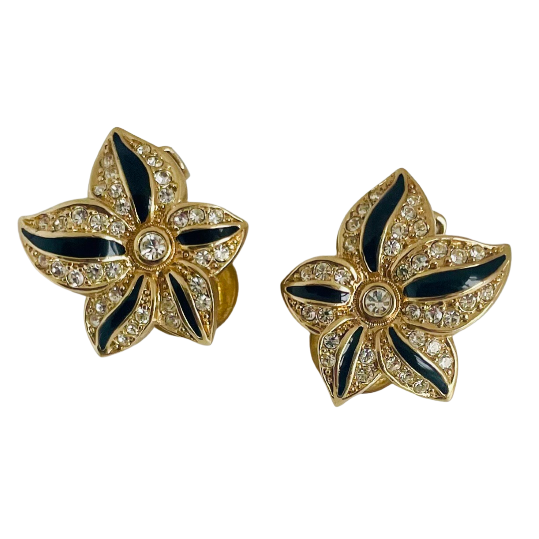 A pair of  Vintage Christian Dior Flower Clip Earrings
