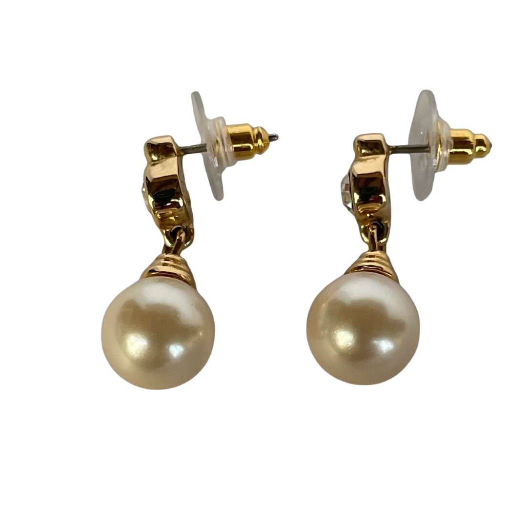 Vintage Christian Dior Stud Earrings with Drop Pearl