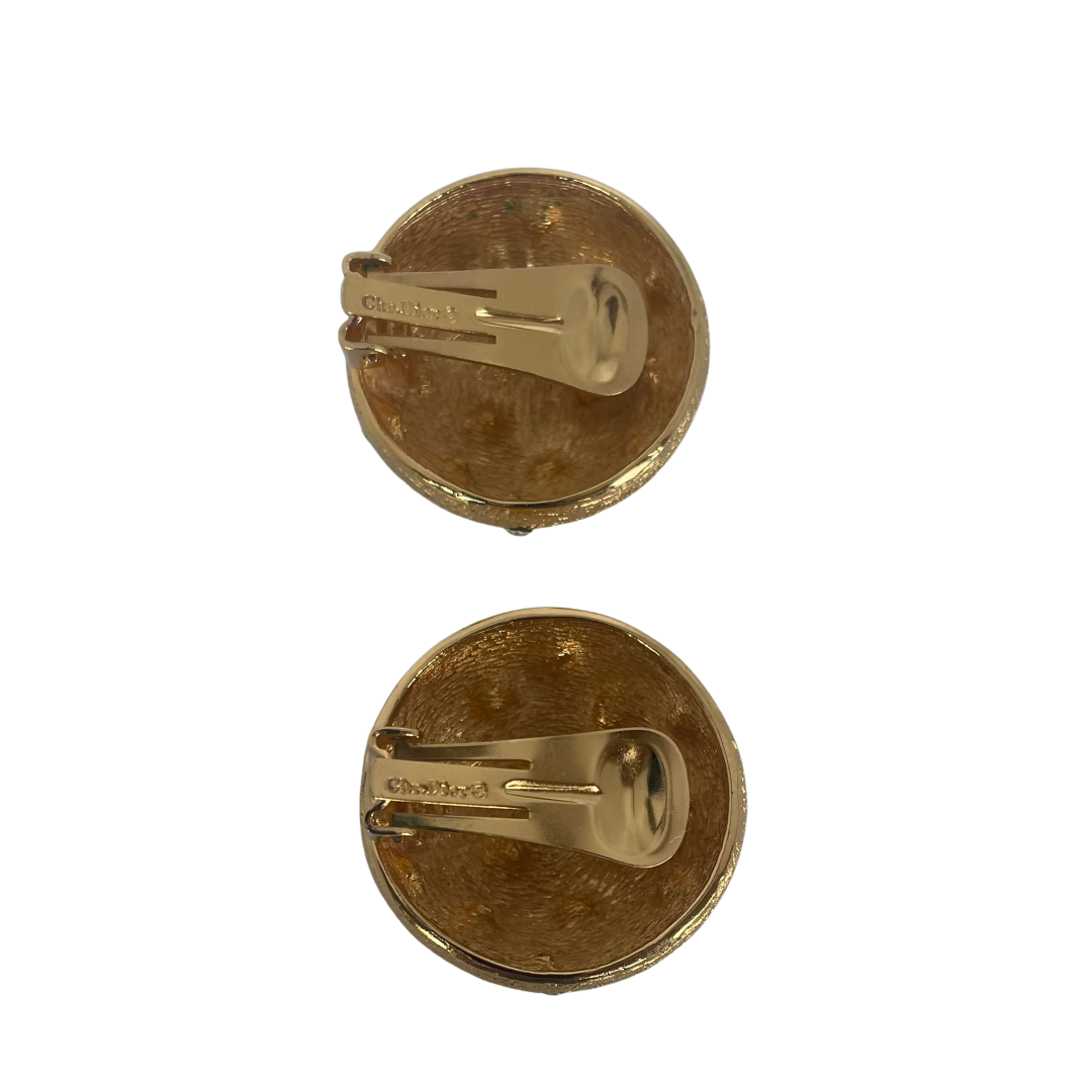 A pair of Vintage Christian Dior Domed Crystal Earrings