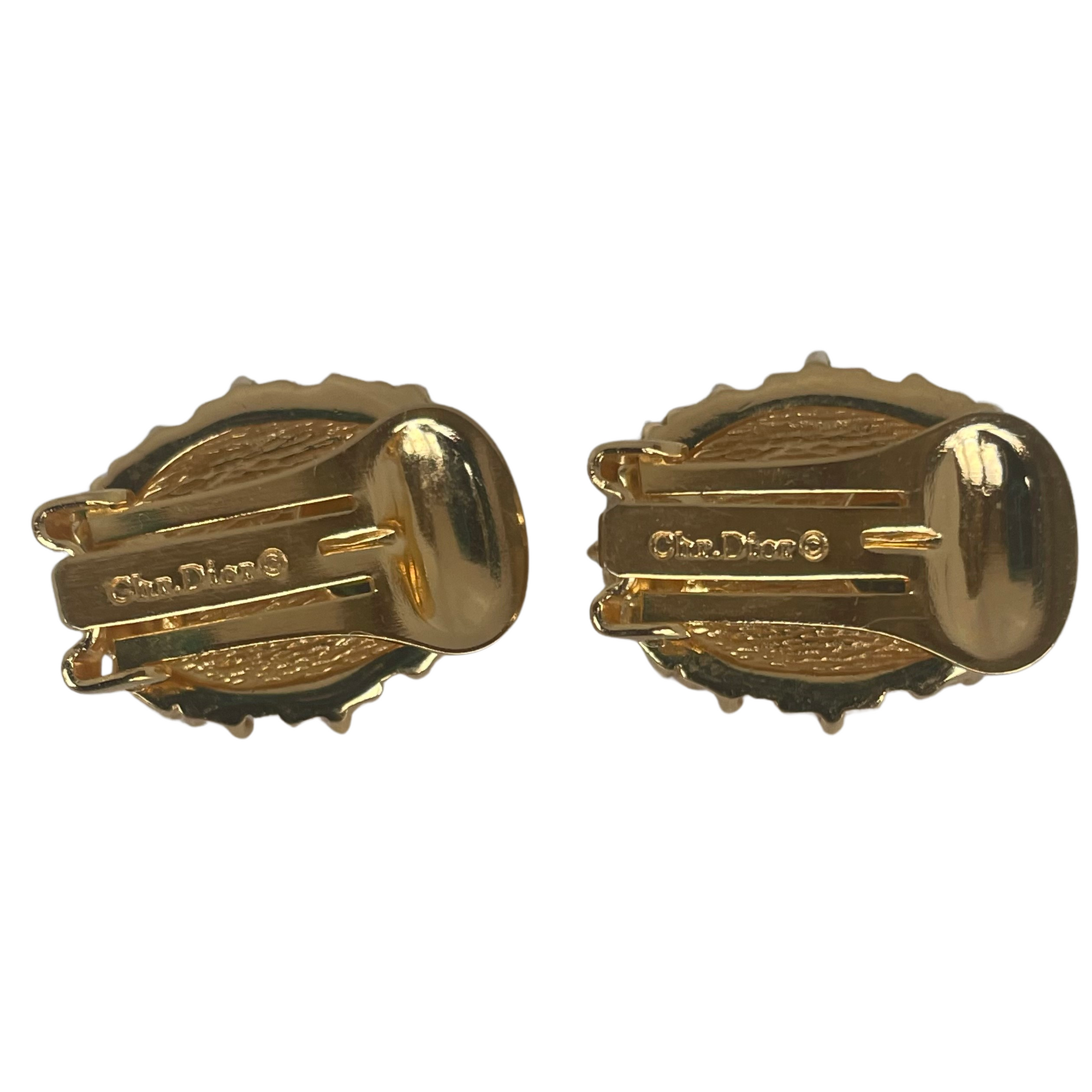 A pair of Christian Dior Faux Pearl and Crystal Clip On Earrings