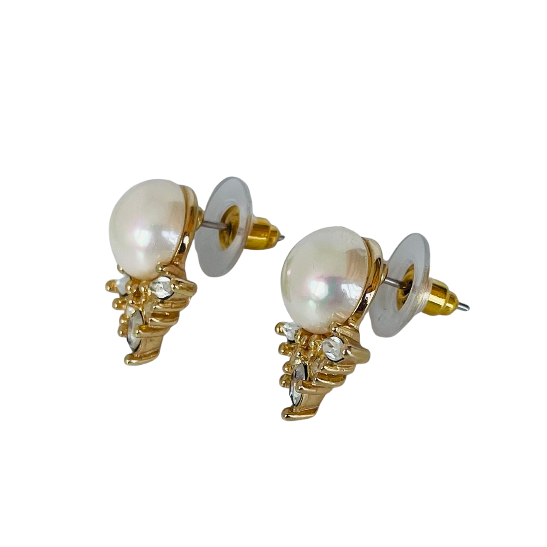 Vintage Christian Dior Pearl and Crystal Earrings