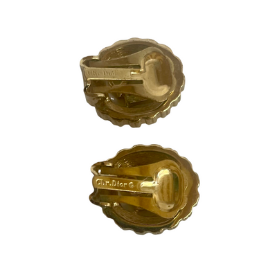 Vintage Christian Dior Logo Clip Earrings