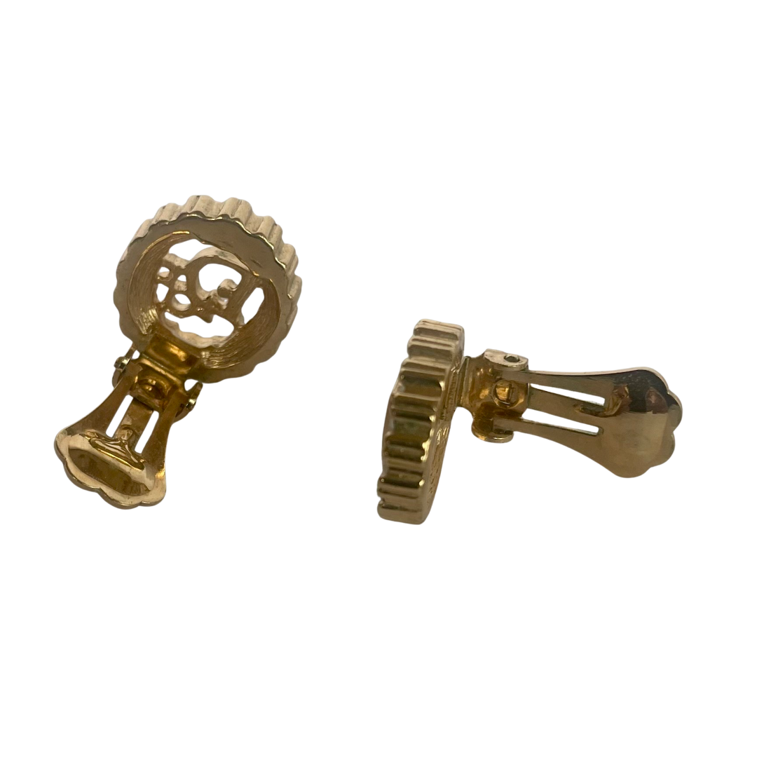 Vintage Christian Dior Logo Clip Earrings