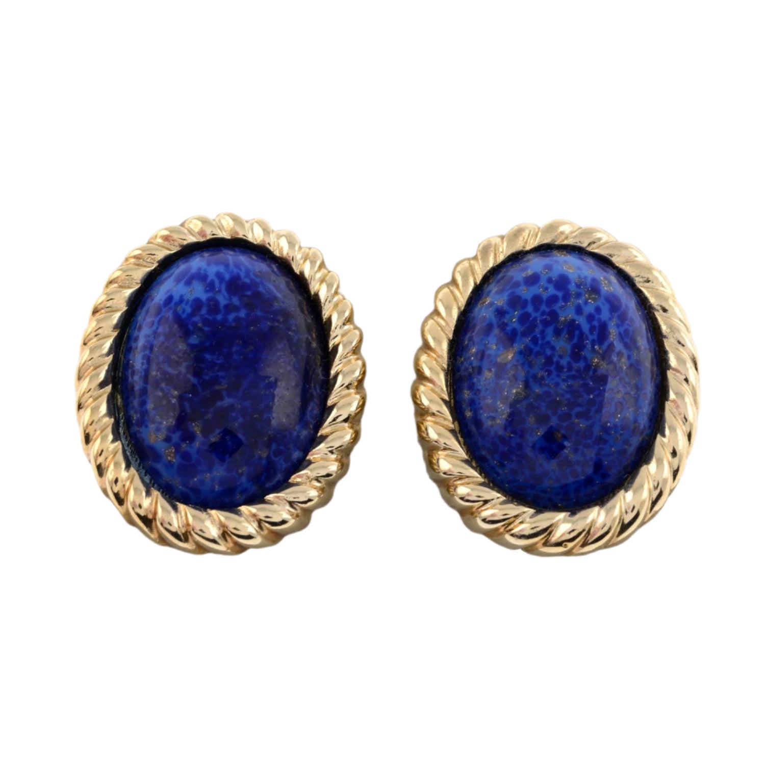 A pair of Vintage Christian Dior Faux Lapis Large Clip On Earrings