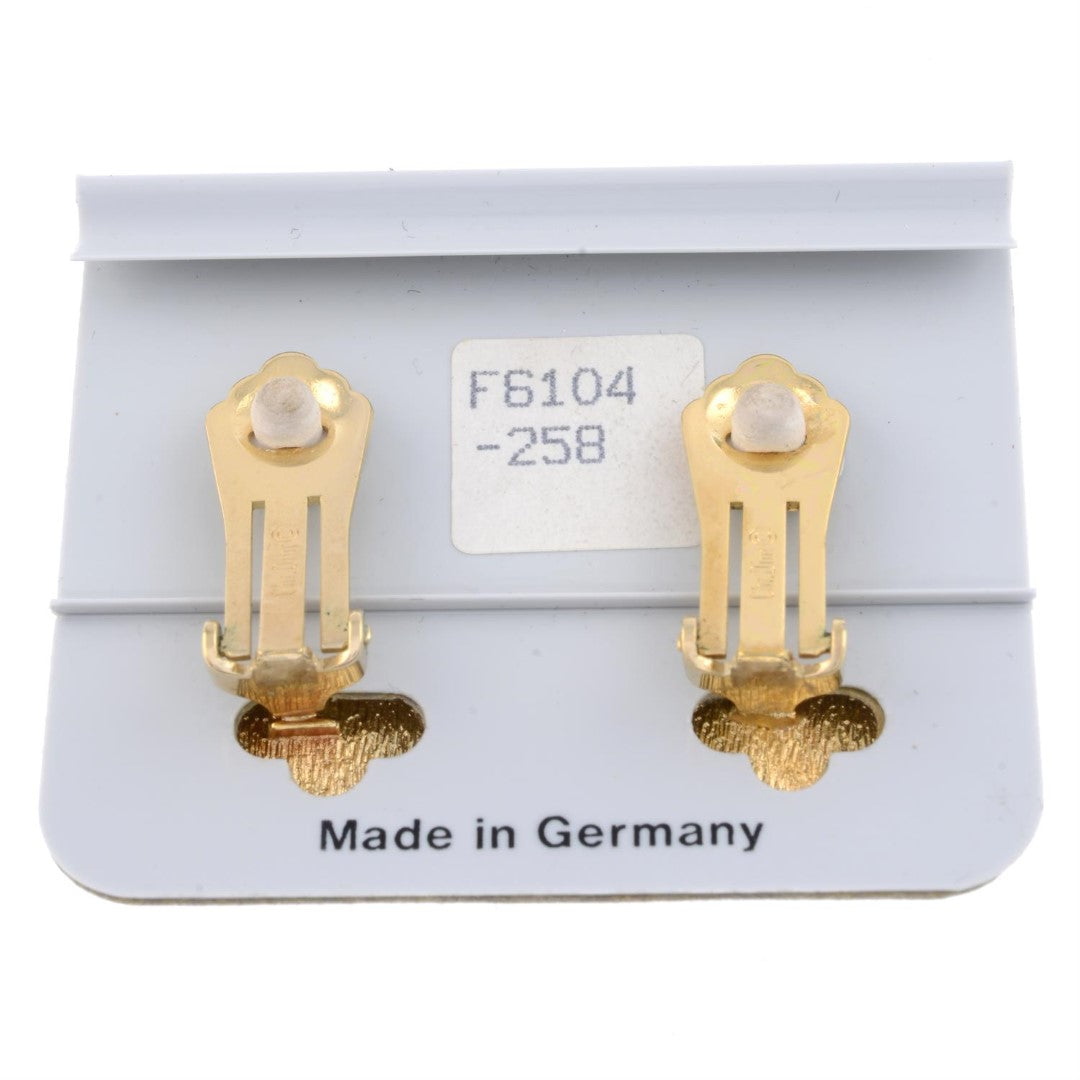 A pair of Vintage Christian Dior Faux Lapis Large Clip On Earrings