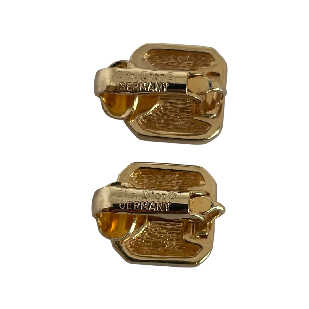 A Pair of Vintage Christian Dior Faux Emerald Clip Earrings