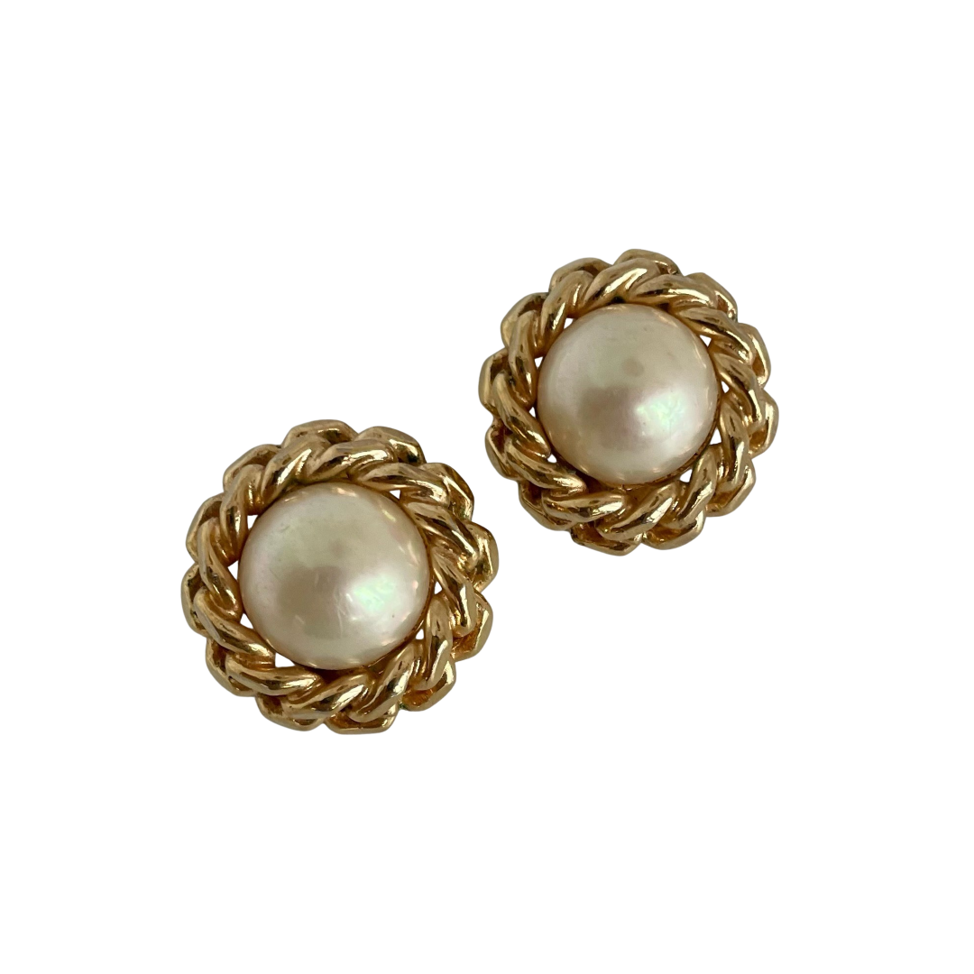 A pair of Vintage Christian Dior Pearl Clip Earrings