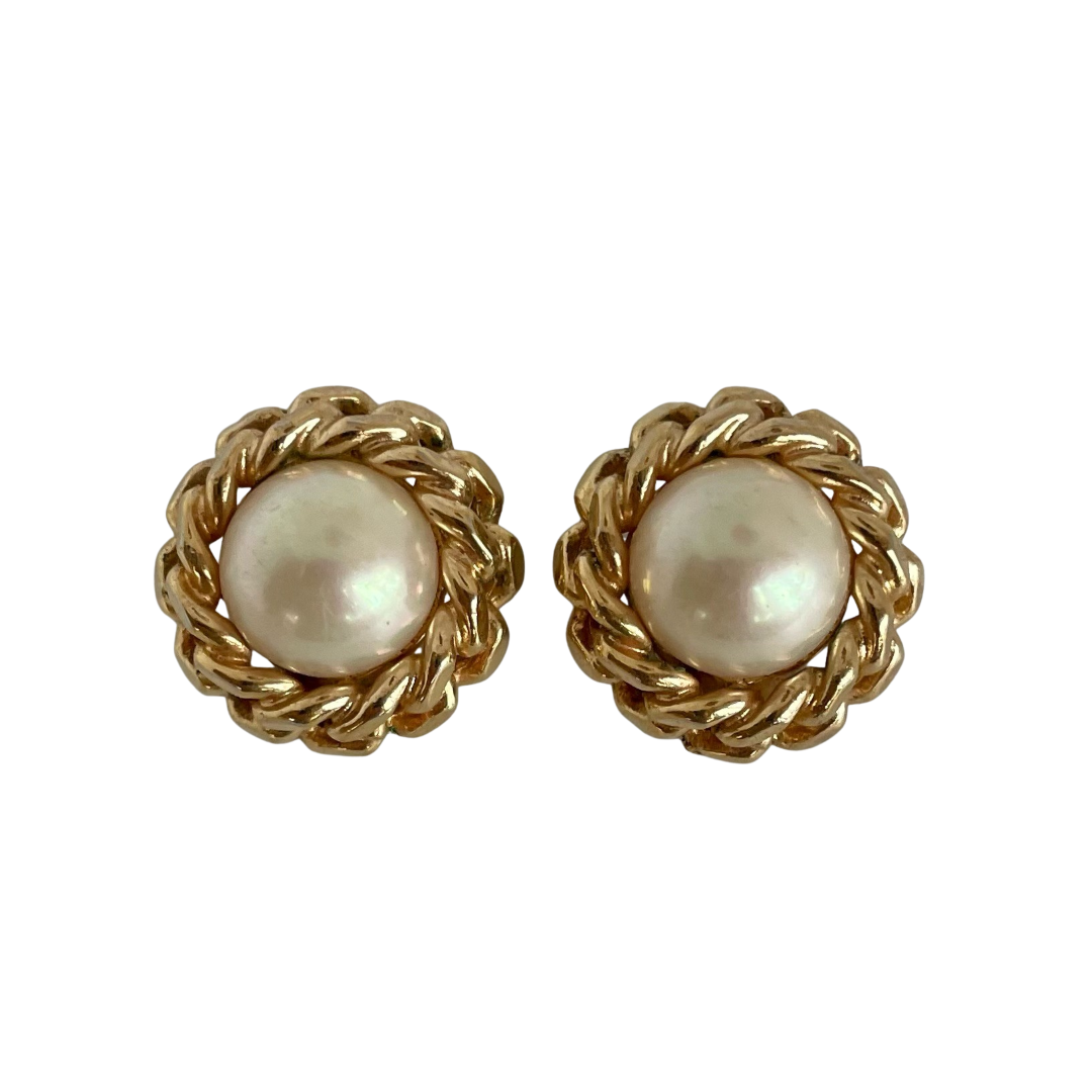 A pair of Vintage Christian Dior Pearl Clip Earrings