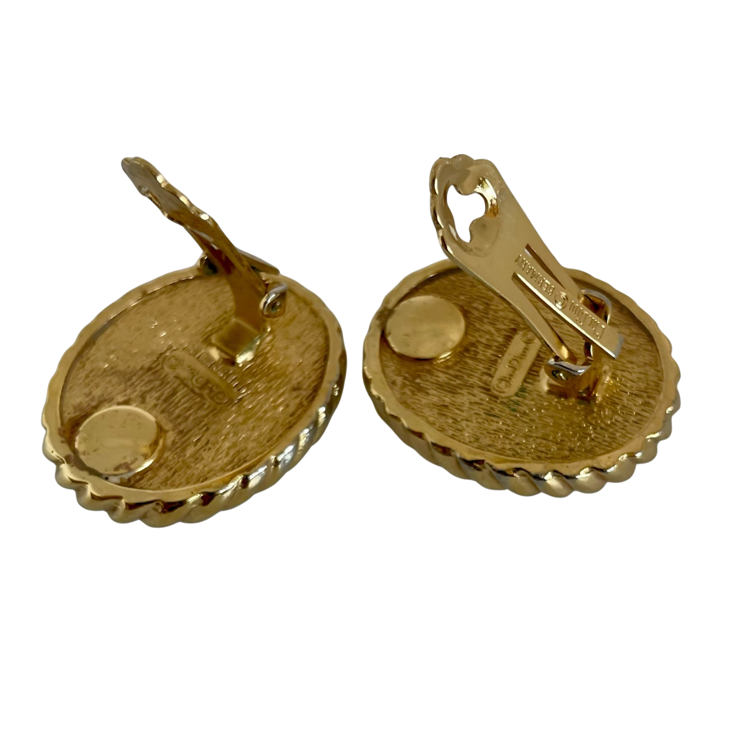 A pair of Vintage Christian Dior Gold Plated  Pearl Clip Earrings