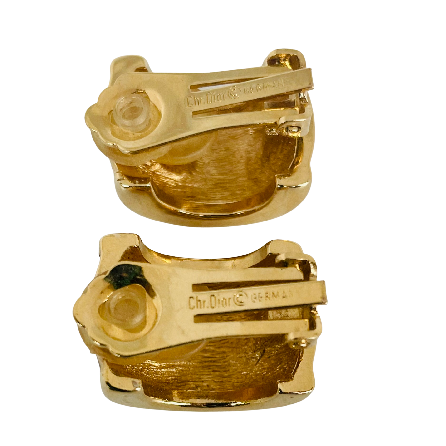 A pair of Vintage Christian Dior Hoop Earrings with Black Enamel