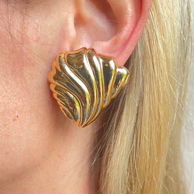 Vintage Christian Dior Large Shell Clip Earrings, 1980s
