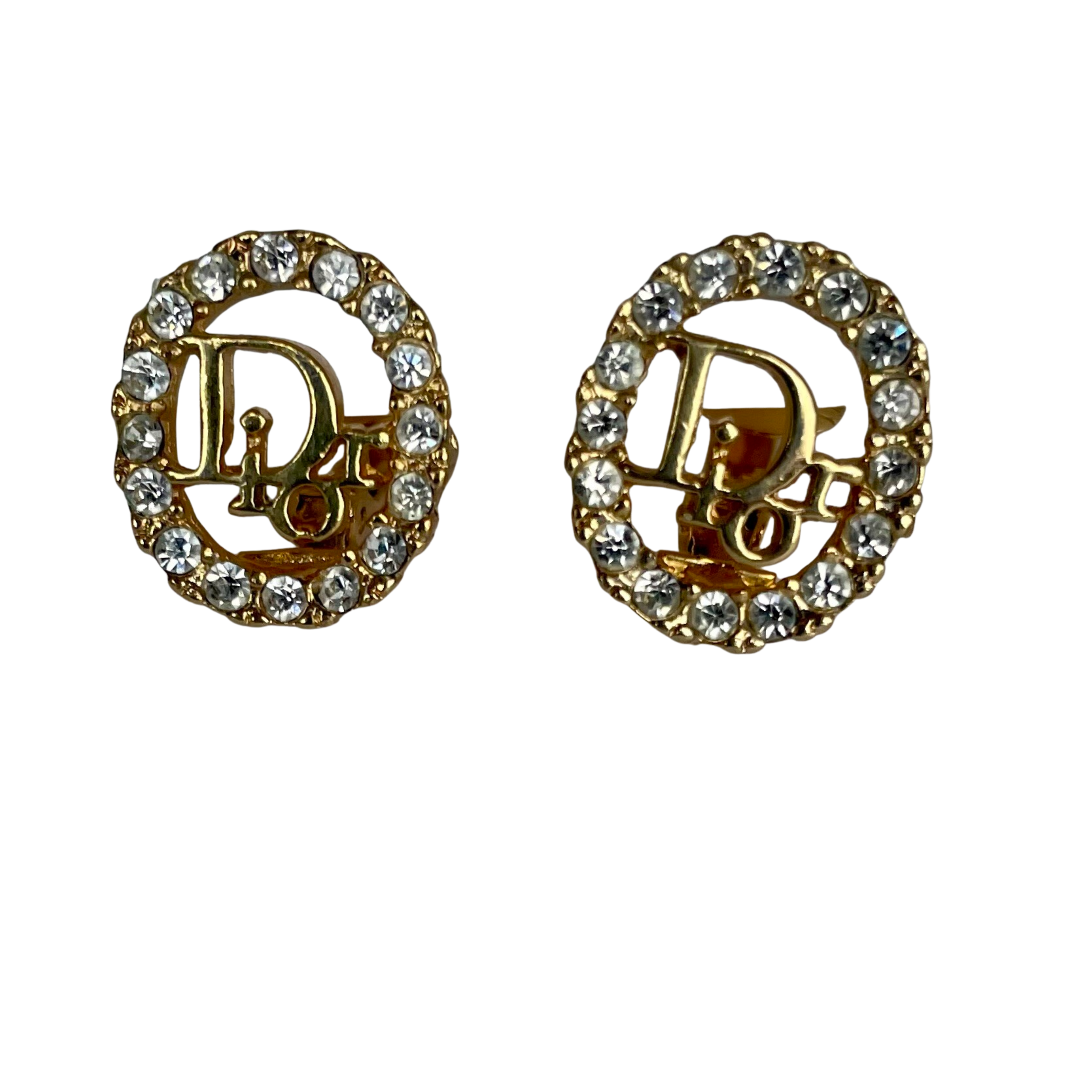 Vintage Christian Dior Logo Clip Earrings