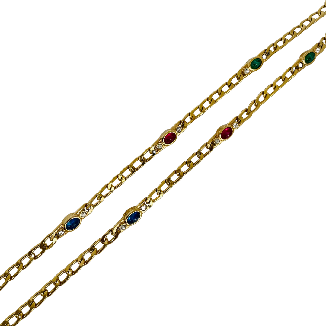 A Vintage Christian Dior Long Necklace with Cabochon Stones
