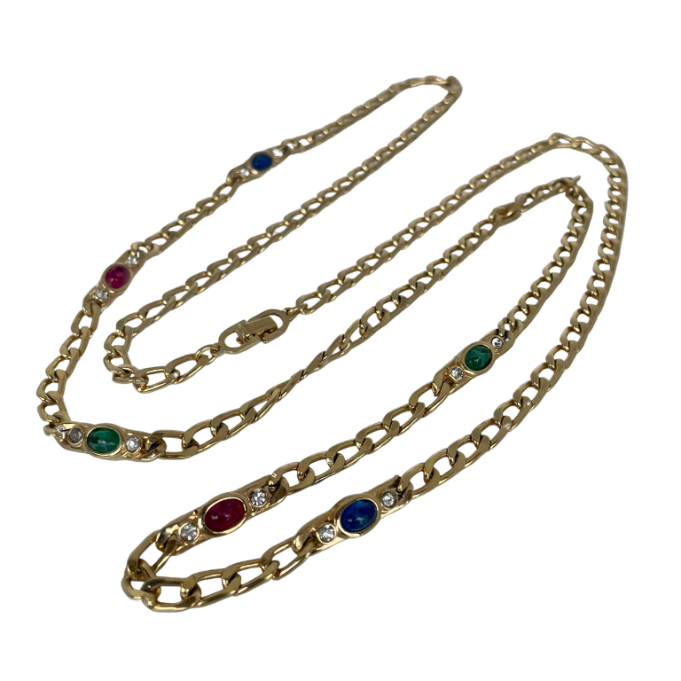 A Vintage Christian Dior Long Necklace with Cabochon Stones