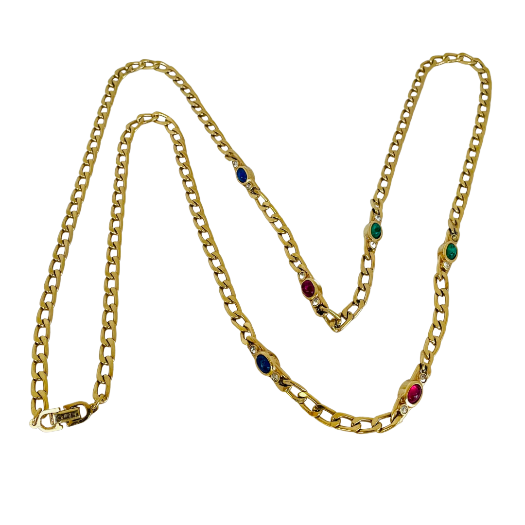 A Vintage Christian Dior Long Necklace with Cabochon Stones