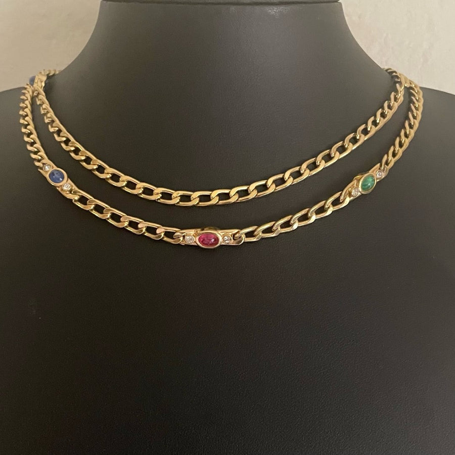 A Vintage Christian Dior Long Necklace with Cabochon Stones