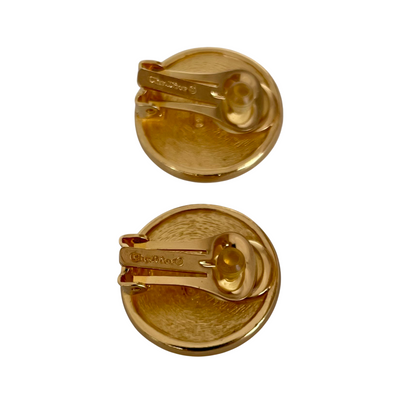 Vintage Christian Dior Gold-Plated Monogram Clip-on Earrings, 1980s