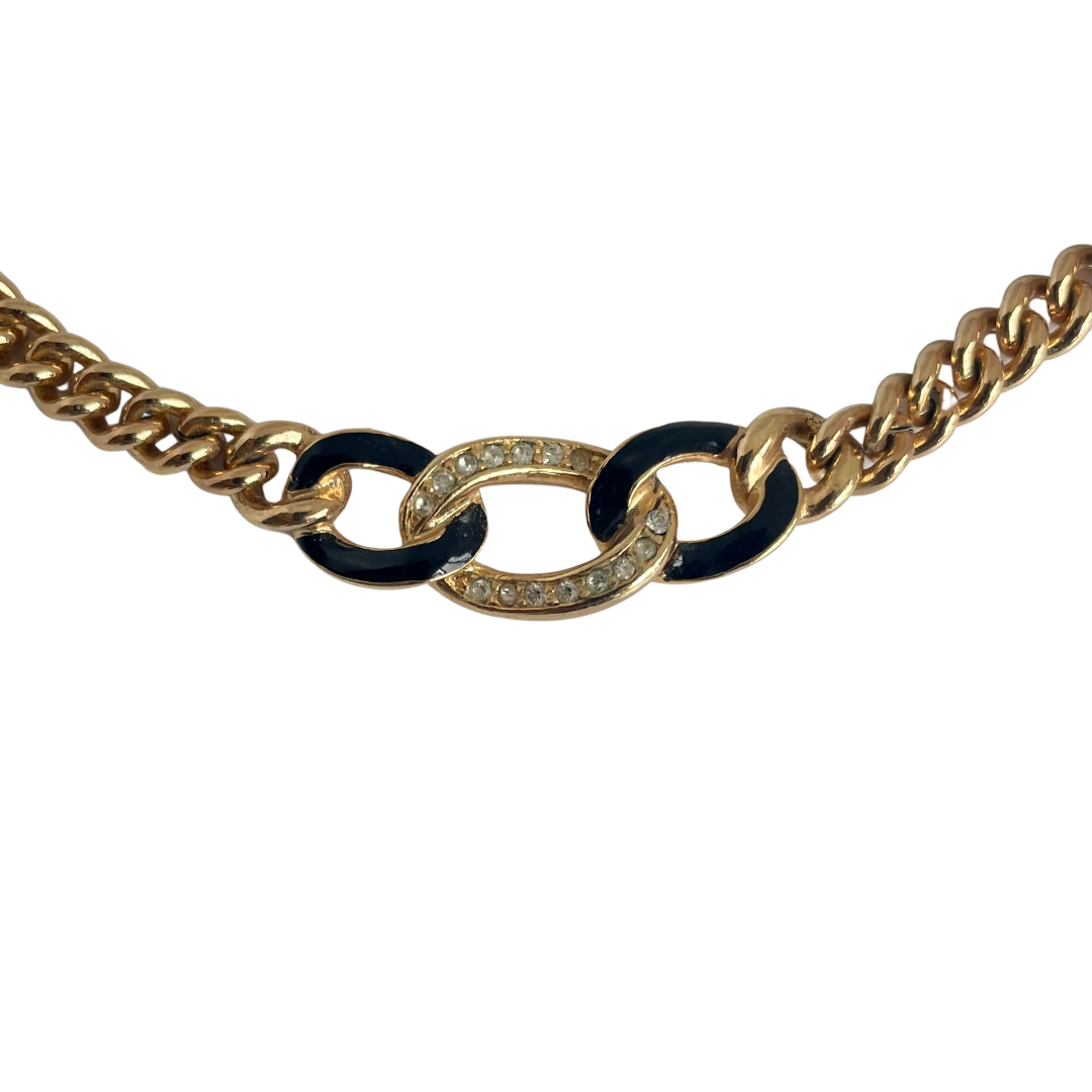 A Christian Dior Vintage Necklace with Enamel and Crystal Centrepiece