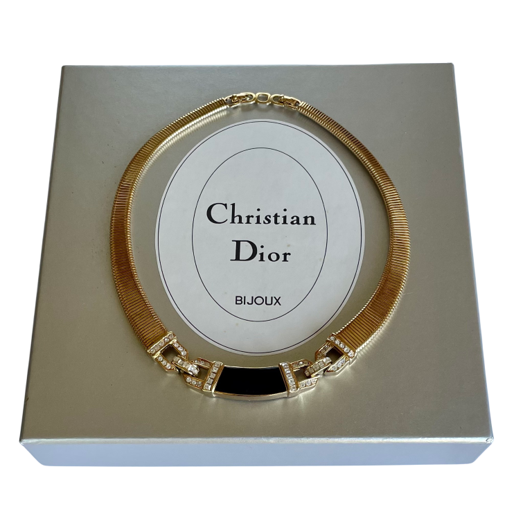 Christian Dior Vintage Enamel and Crystal Necklace