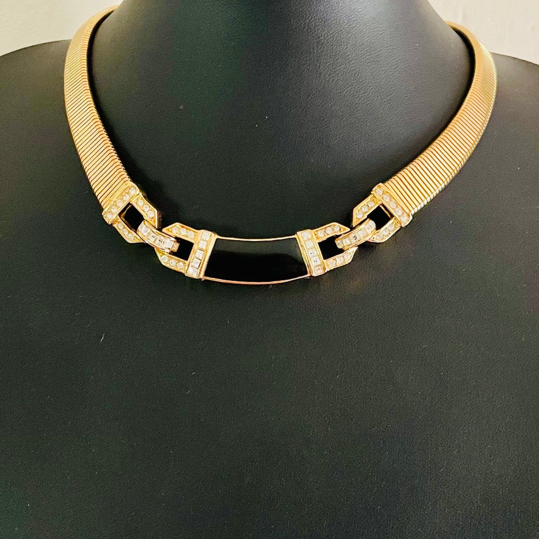 Christian Dior Vintage Enamel and Crystal Necklace