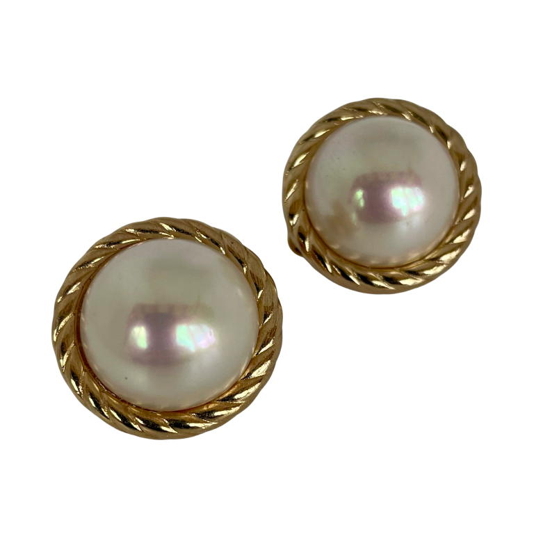 A pair of Vintage Christian Dior Pearl Clip-On Earrings, 1980s