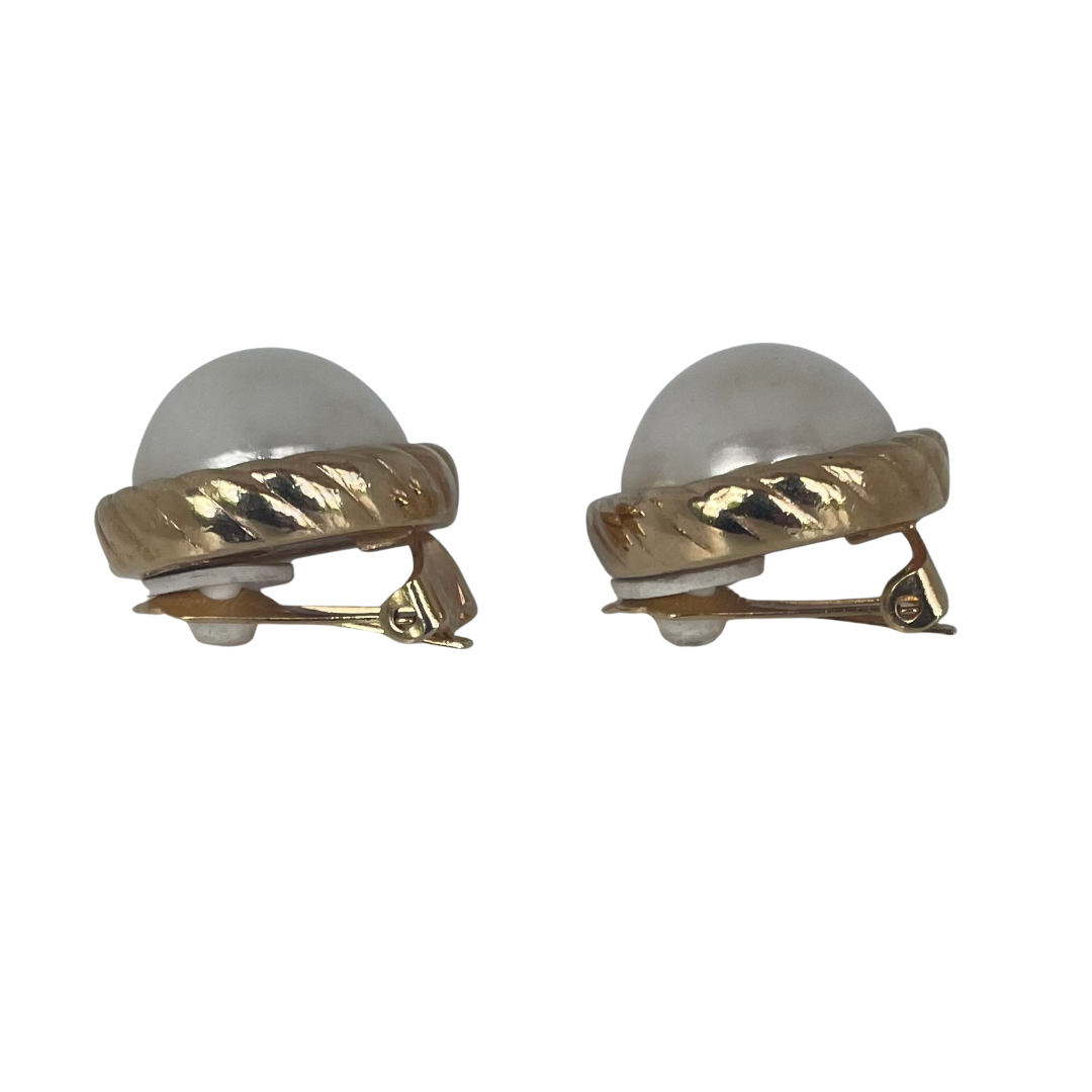 A pair of Vintage Christian Dior Pearl Clip-On Earrings, 1980s