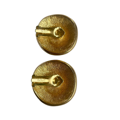 Vintage Christian Dior Embossed Sunburst Floral Clip Earrings, 1980s