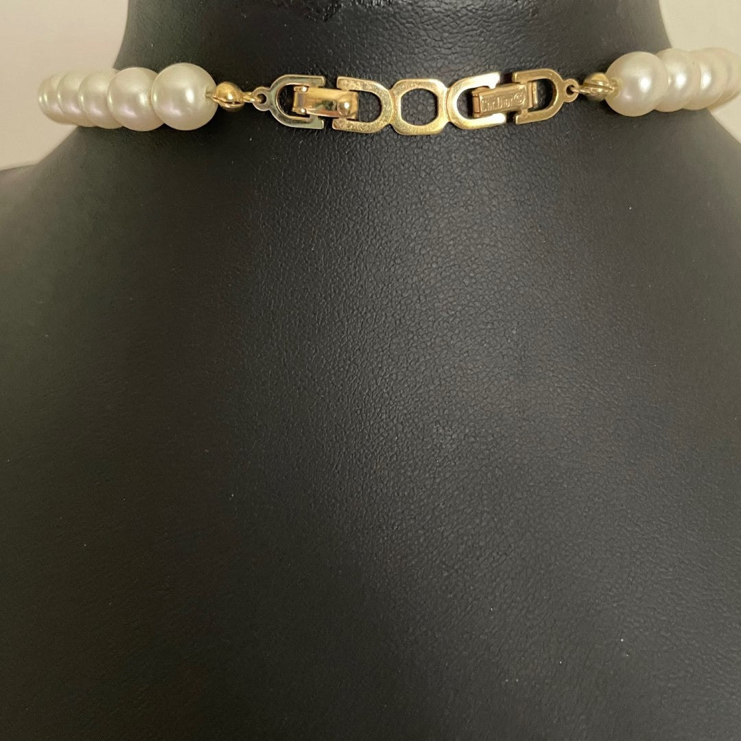 Christian Dior Vintage Necklace with Faux Aquamarine, 1980s