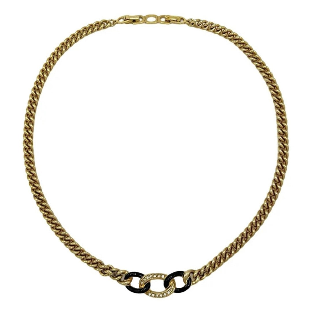 A Christian Dior Vintage Necklace with Enamel and Crystal Centrepiece