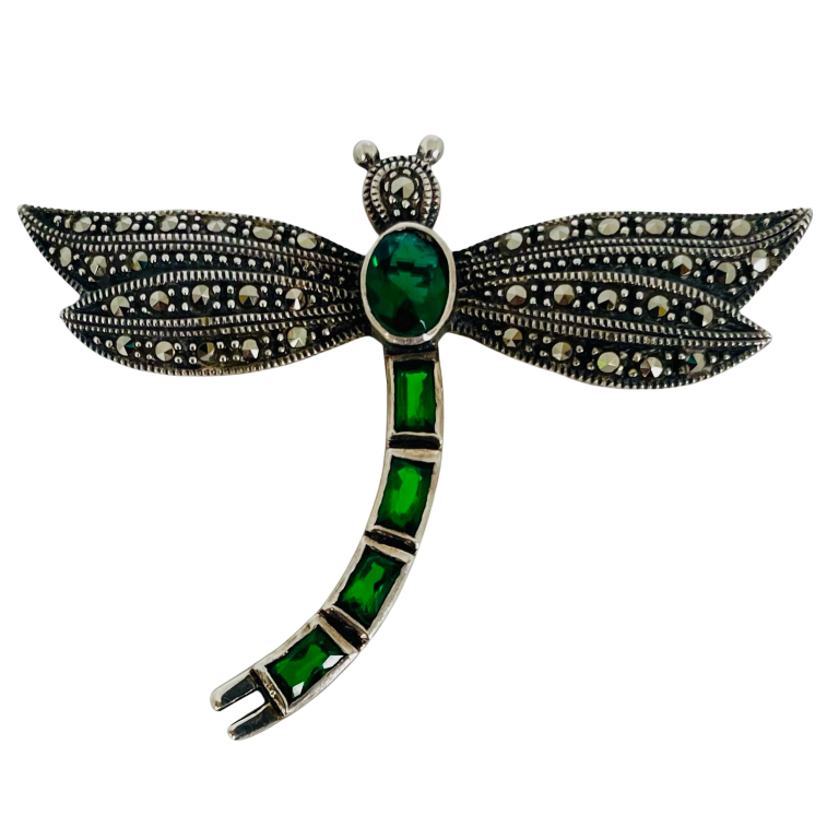 A Vintage Sterling Silver Dragonfly Brooch