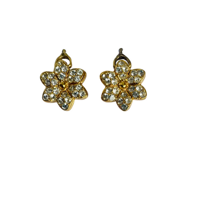 Vintage Gold-Plated Flower Stud Drop Earrings