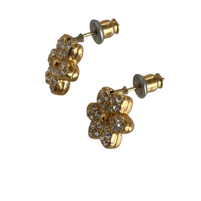 Vintage Gold-Plated Flower Stud Drop Earrings
