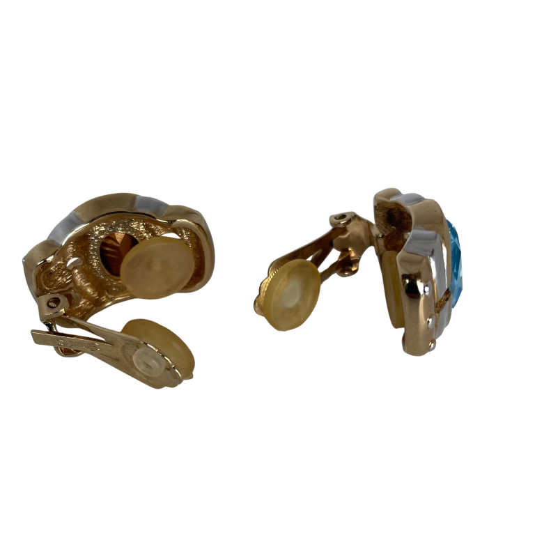 A pair of  Vintage Grossé (Dior) Faux Aquamarine Clip Earrings, 1980s