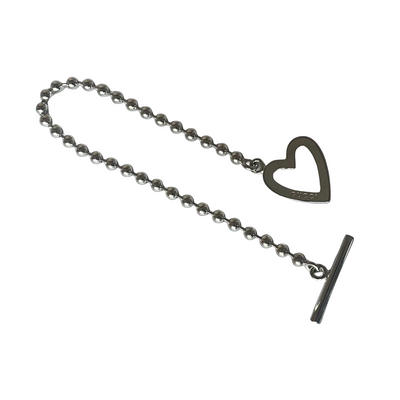 Gucci Sterling Silver Boule Chain Bracelet with Heart Toggle