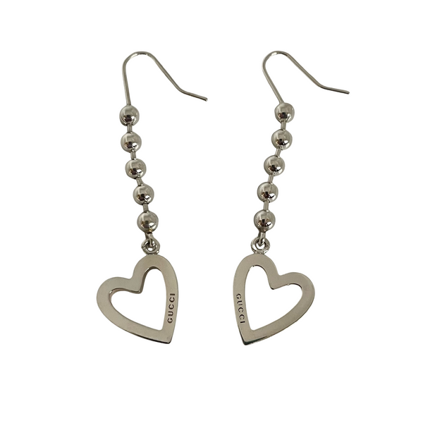 Vintage Gucci Sterling Silver Drop Heart Earrings Annabel James