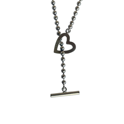 Gucci Sterling Silver Boule Chain Necklace with Heart Toggle