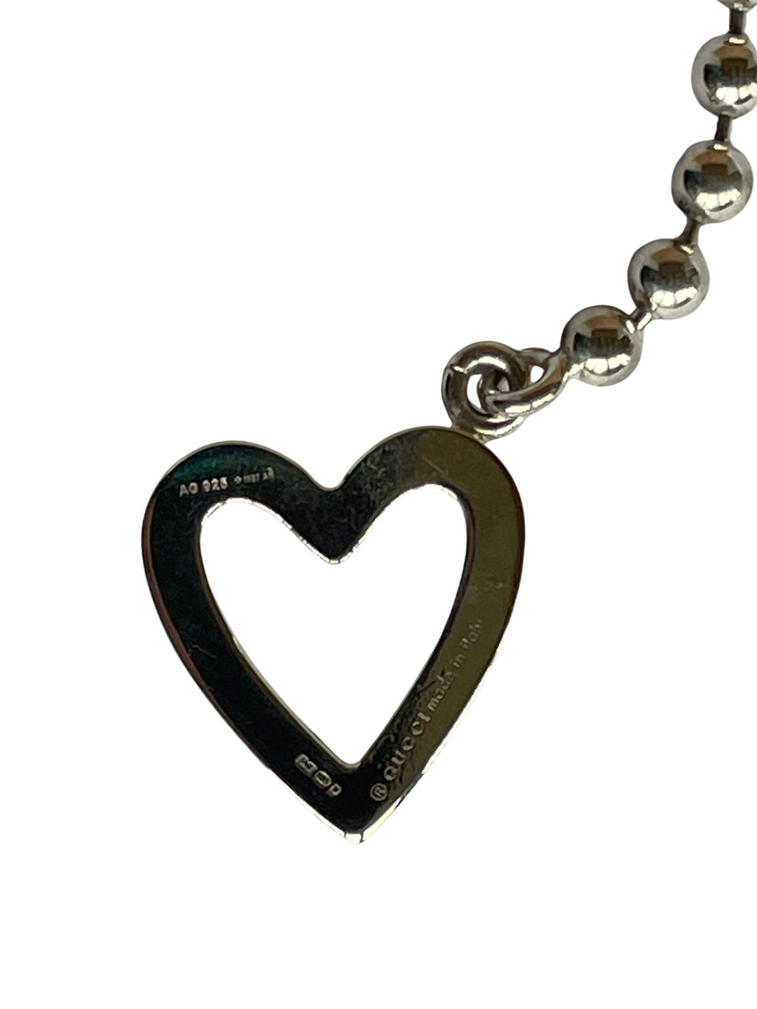 Gucci Sterling Silver Boule Chain Necklace with Heart Toggle