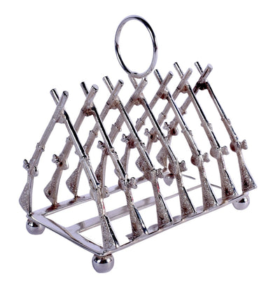 A Vintage Silver-Plated Crossed Rifles Toast Rack