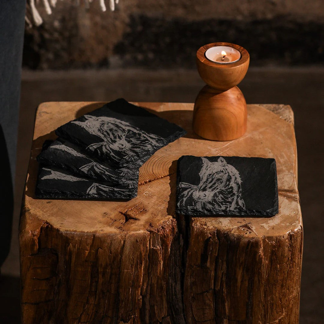 Set of 4 Slate Coasters - Horse