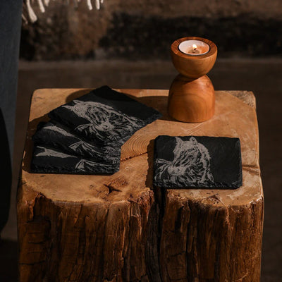 Set of 4 Slate Coasters - Horse