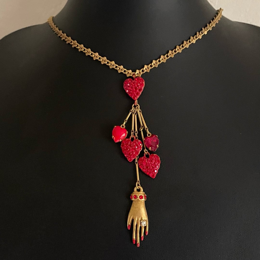A Rare Vintage Butler & Wilson Hearts and Hand Necklace