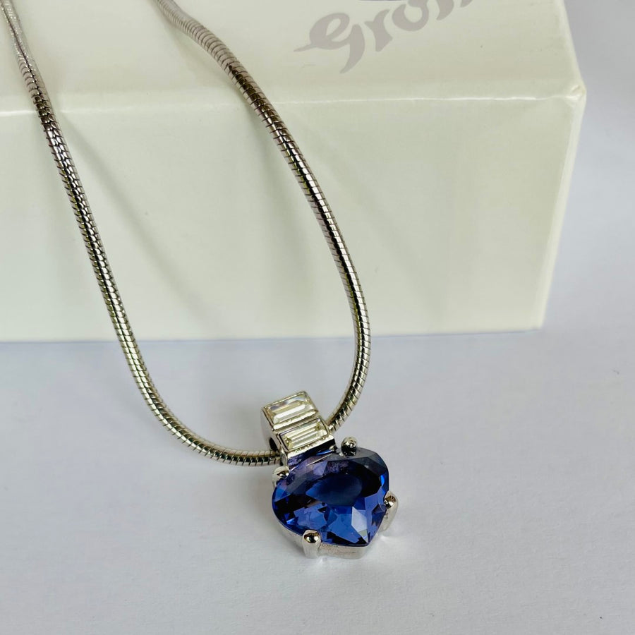 Grossé (Dior) Chain Necklace with Heart-Cut Crystal Pendant, Original Box