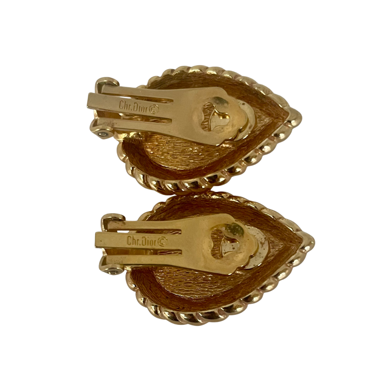 A pair of Vintage Christian Dior Gold Plated Carnelian Clip Earrings