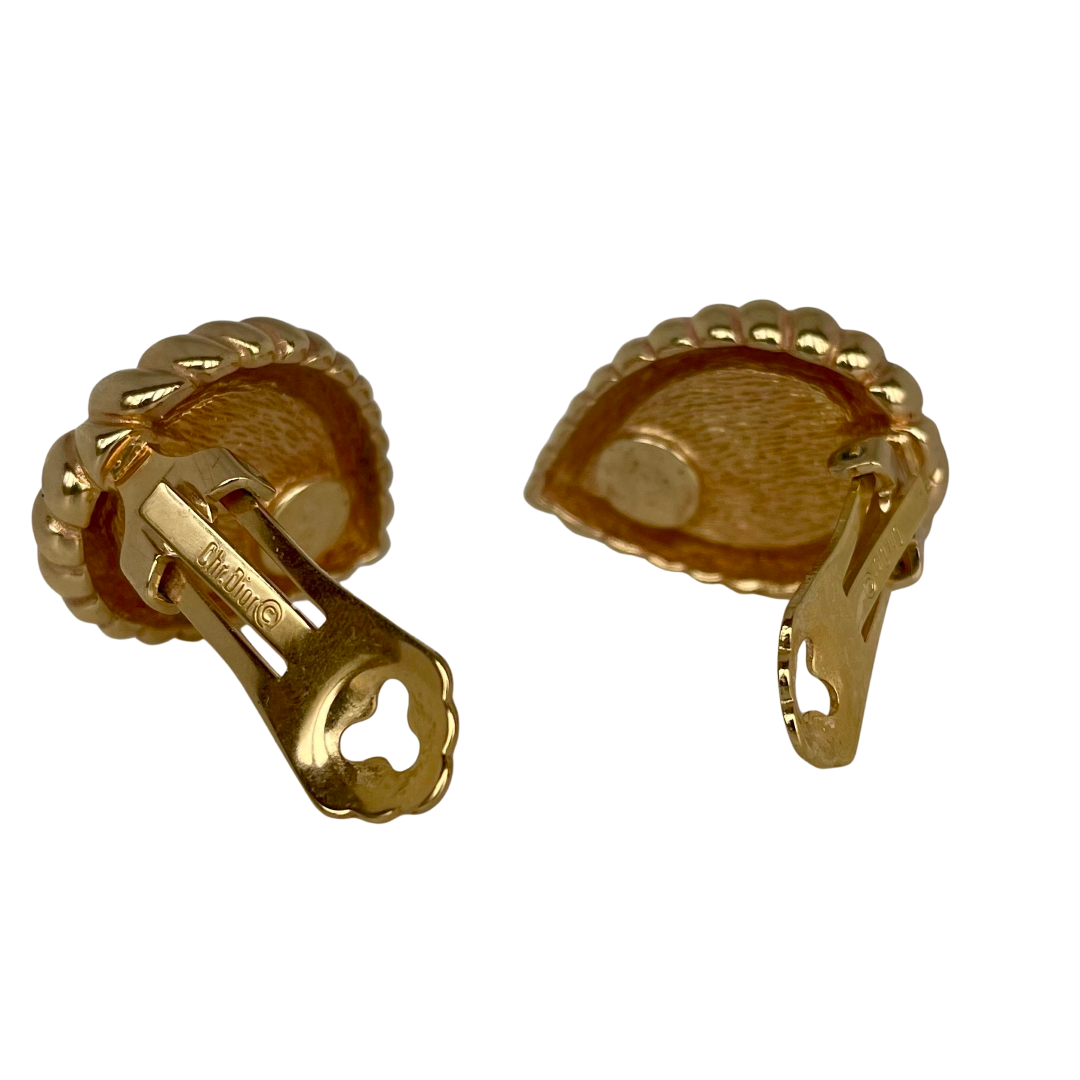 A pair of Vintage Christian Dior Gold Plated Carnelian Clip Earrings