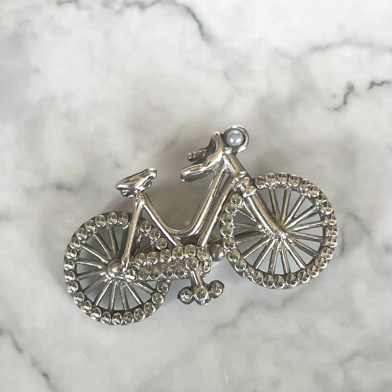 An Antique Silver Bicycle Brooch, 1915