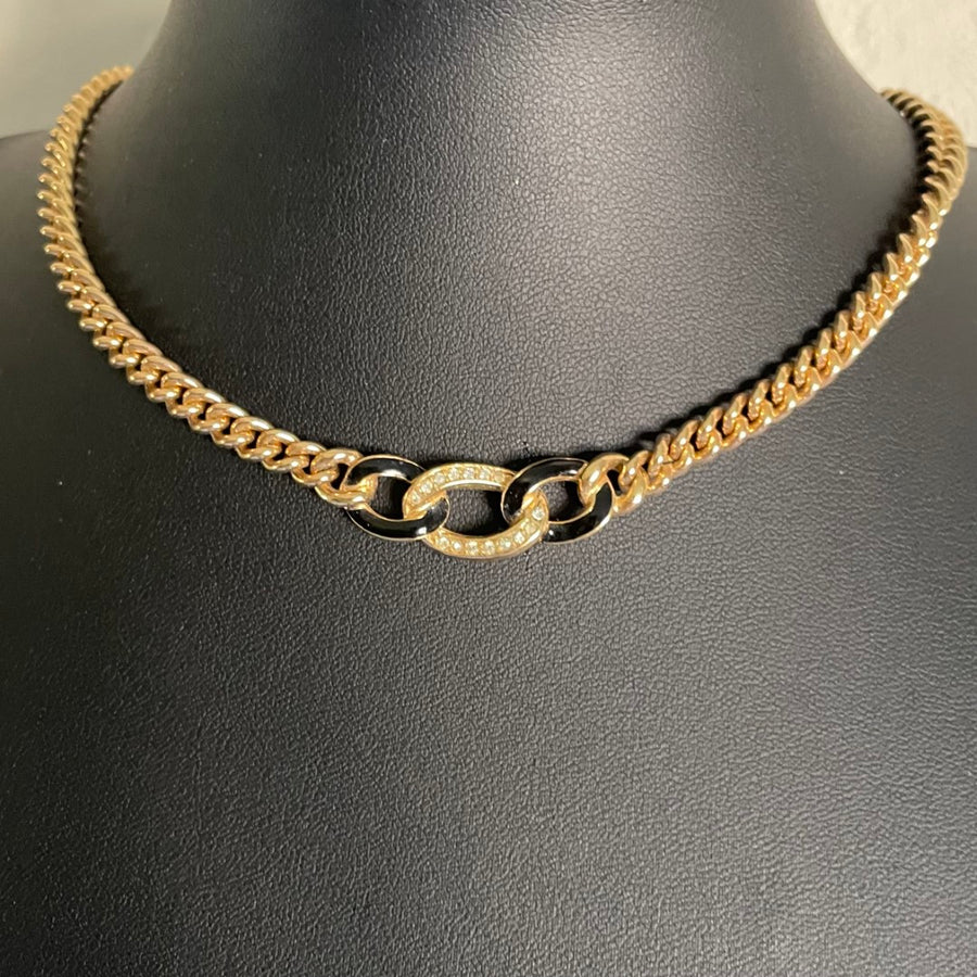 A Christian Dior Vintage Necklace with Enamel and Crystal Centrepiece
