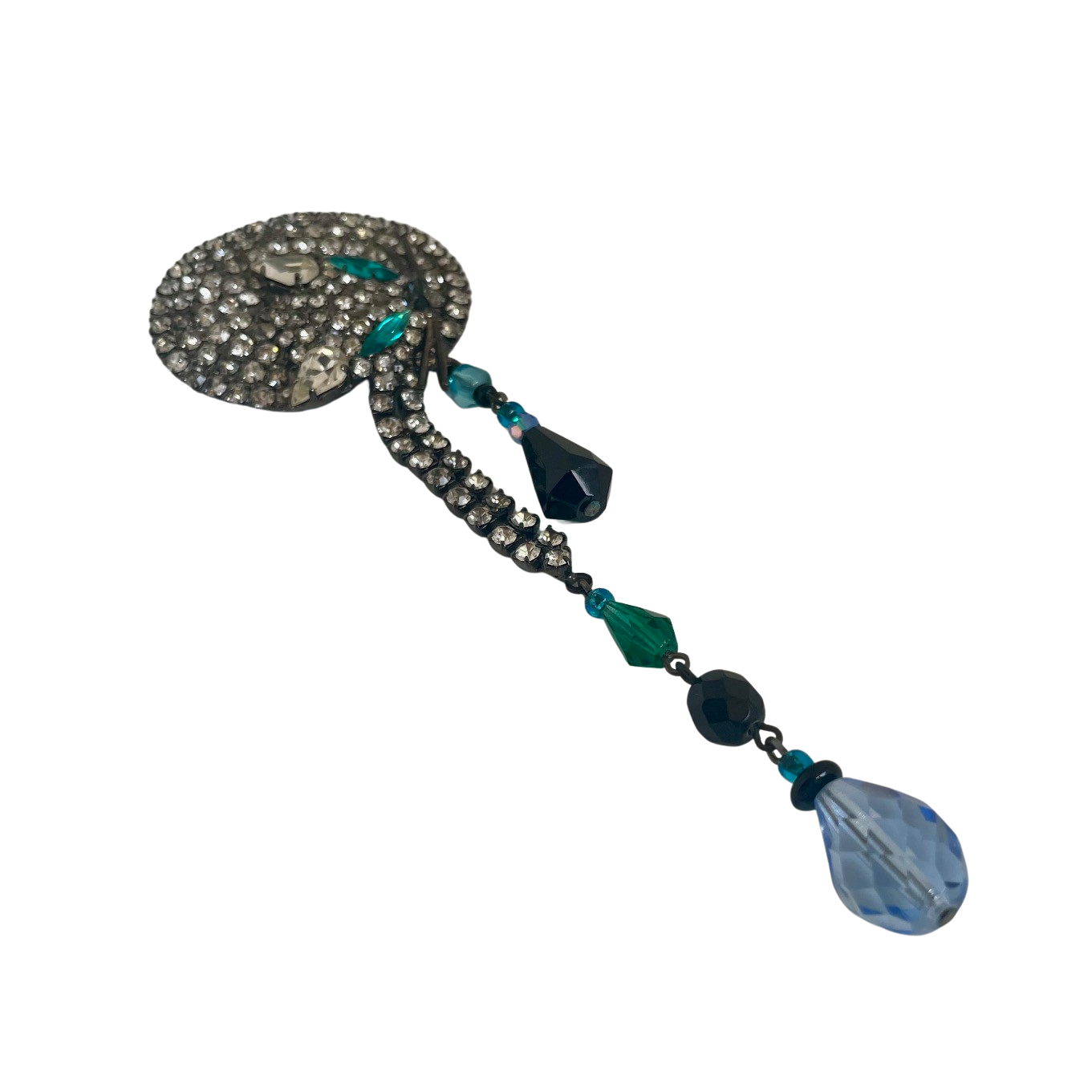 A Vintage Early Butler & Wilson Curled Up Cat with Dangles Large Brooch