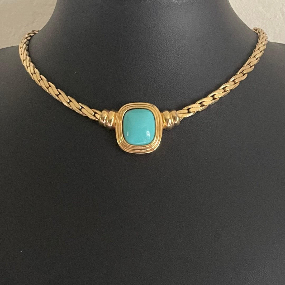 A Vintage Christian Dior Turquoise Gripoix Necklace
